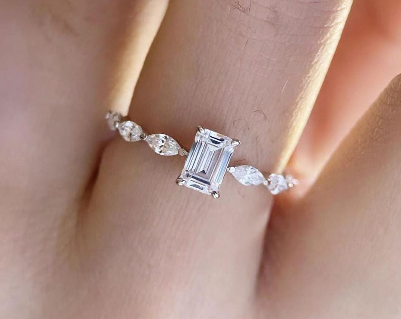 2.5Ct White Emerald Cut Solitaire Ring | Wedding Bridal Ring | Promise Ring | Gift For Women