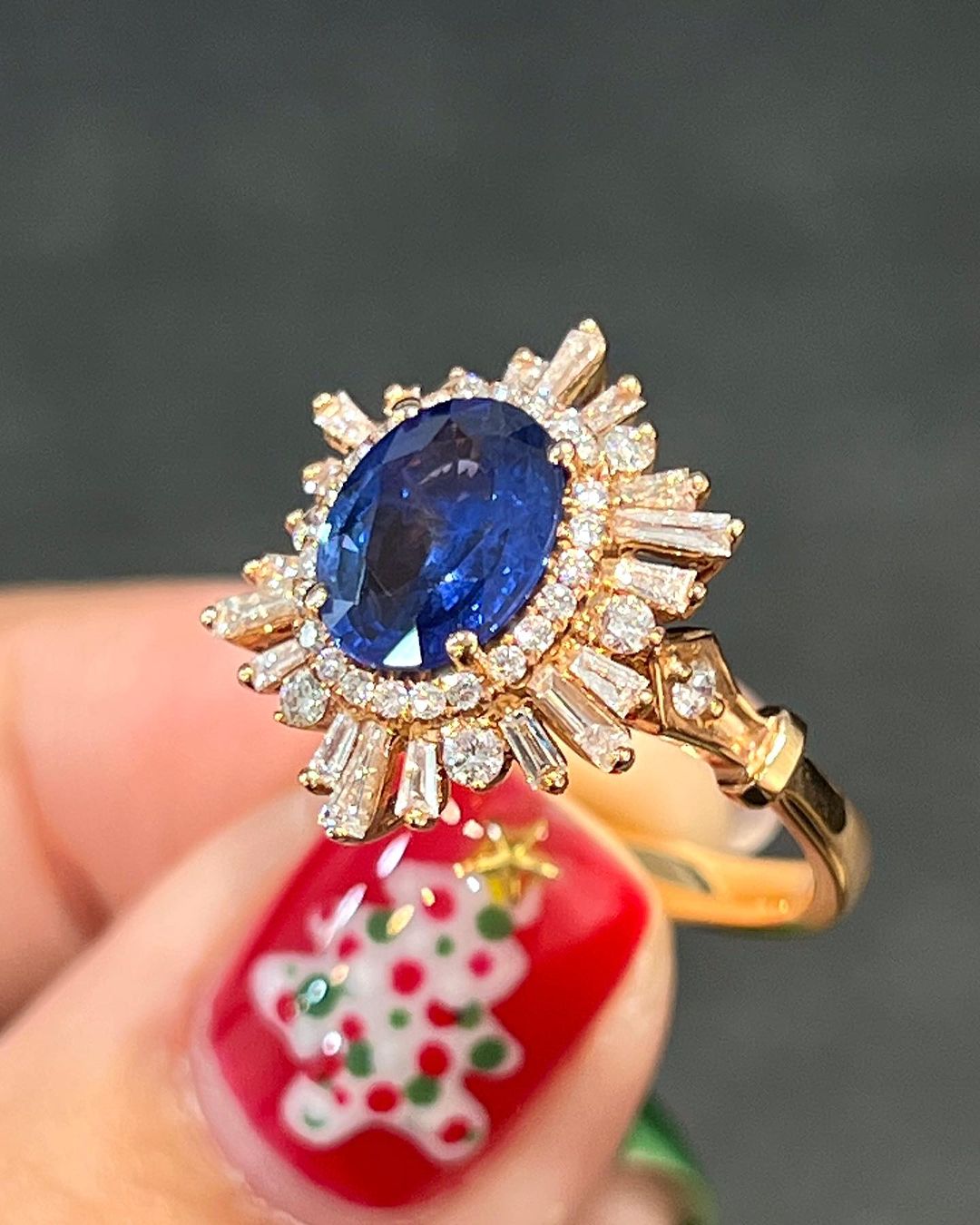 3.5CT Blue Oval Cut Halo Ring | Women Jewelry | Fancy Ring | Designer Ring