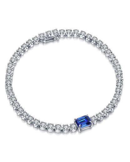 Blue Emerald Brilliant Cut Signity Diamond Tennis Bracelet For Women | Solitaire Tennis Bracelet | Birthday Gift Bracelet For Her