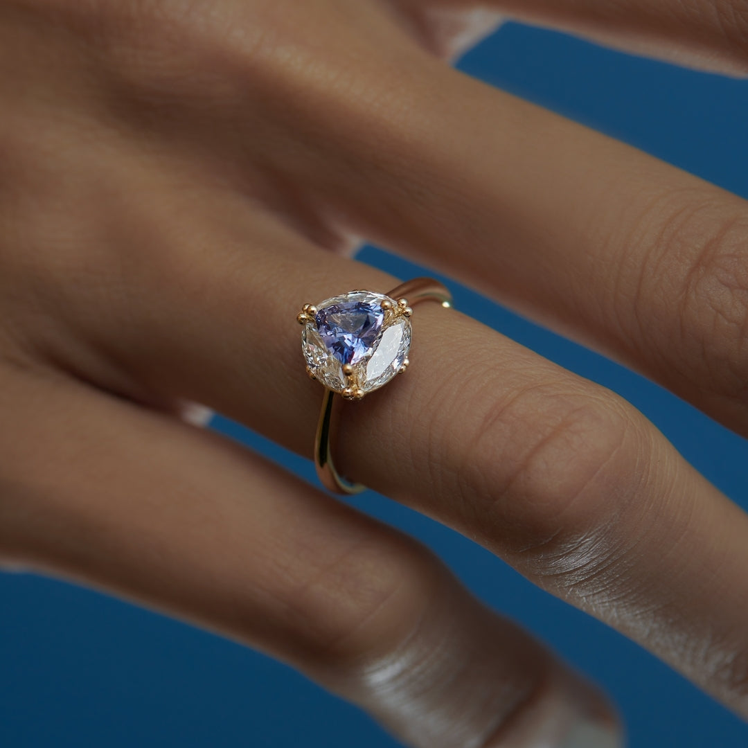 2.5Ct Blue Trillion Cut Solitaire Ring | Birthstone Ring | Modern Bridal Ring | Beautiful Ring