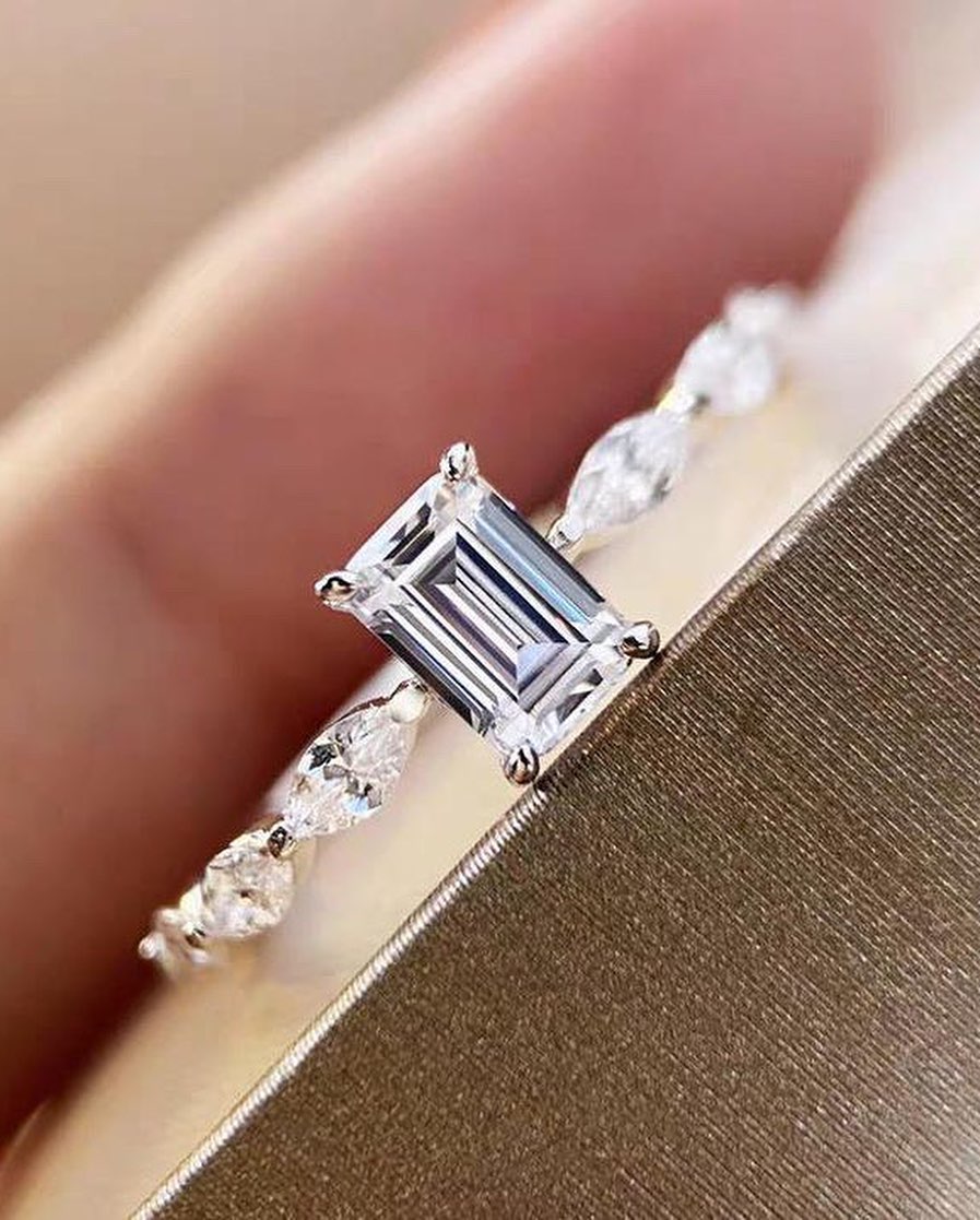 2.5Ct White Emerald Cut Solitaire Ring | Wedding Bridal Ring | Promise Ring | Gift For Women