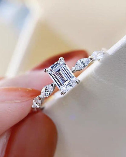 2.5Ct White Emerald Cut Solitaire Ring | Wedding Bridal Ring | Promise Ring | Gift For Women