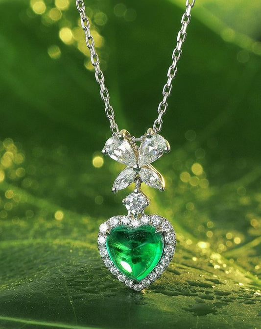 2.70Ct Green Heart Cut Halo Pendant | Wedding Pendant For Women | Bride To Be | Perfect Anniversary Gift For Wife