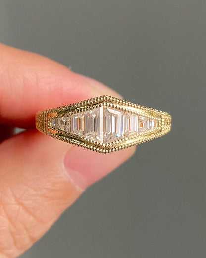 Vintage 2.2Ct White Trapezoid Cut Channel Set And Bezel Set Band Ring | Proposal Band Ring For Girlfriend | Thank You Gift Band Ring | Designer Jewelry Piece