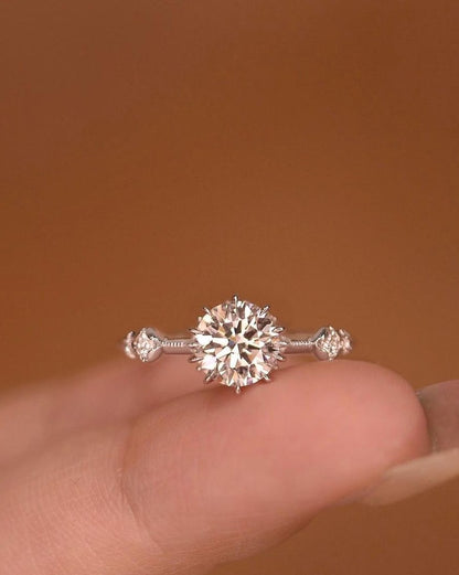 2.2Ct White Round Cut Solitaire Ring| Engagement Ring | Vintage Ring | Promise Ring