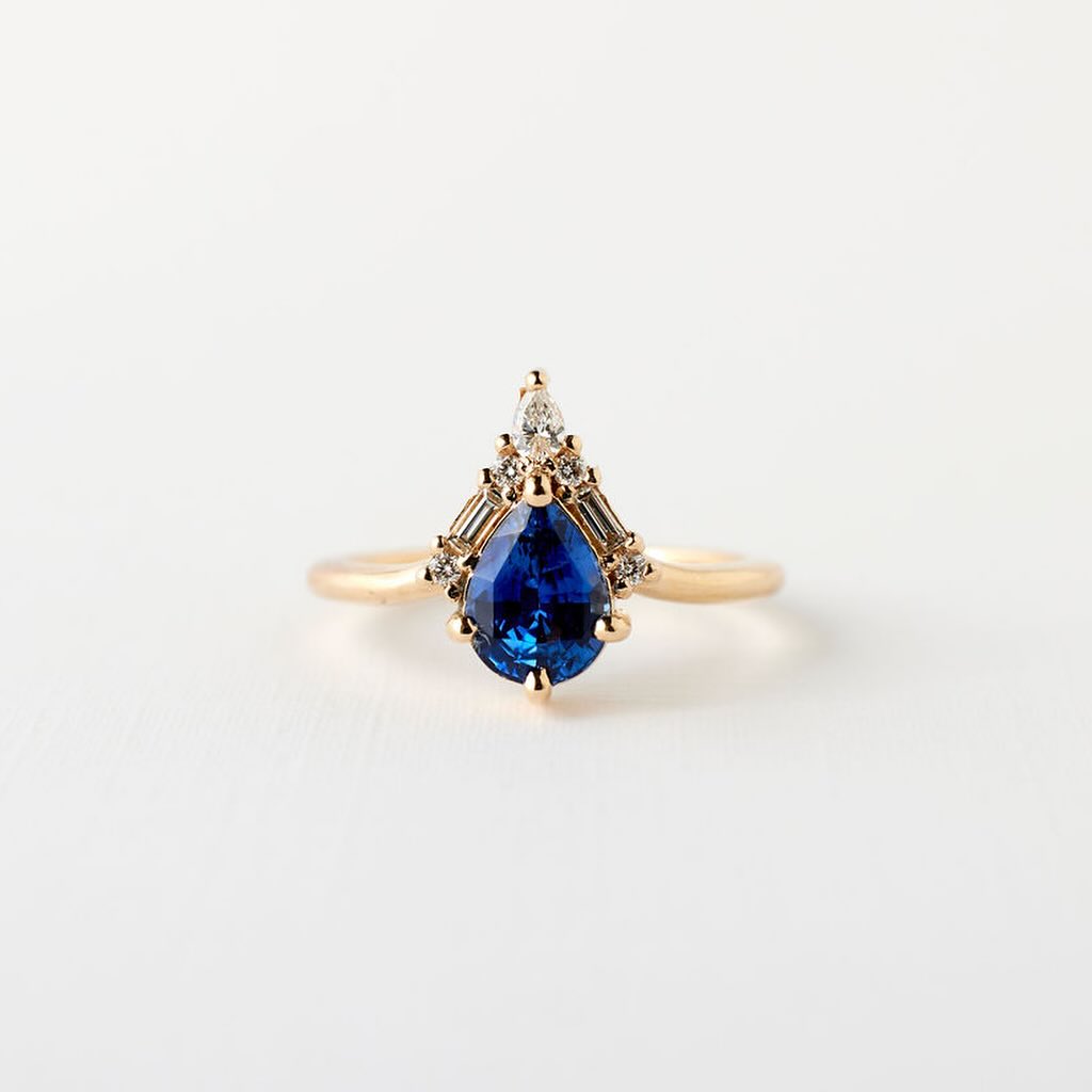 2.6Ct Blue Pear Cut Solitaire Ring | Birthstone Ring For Her | Timeless Design | Party Wear Ring