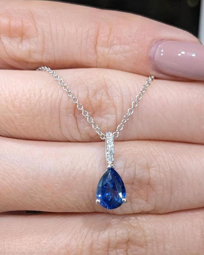 2.88Ct Blue Pear Cut Solitaire Pendant | Birthstone Pendant For Her | Everyday Elegance Pendant | Fashion Jewelry