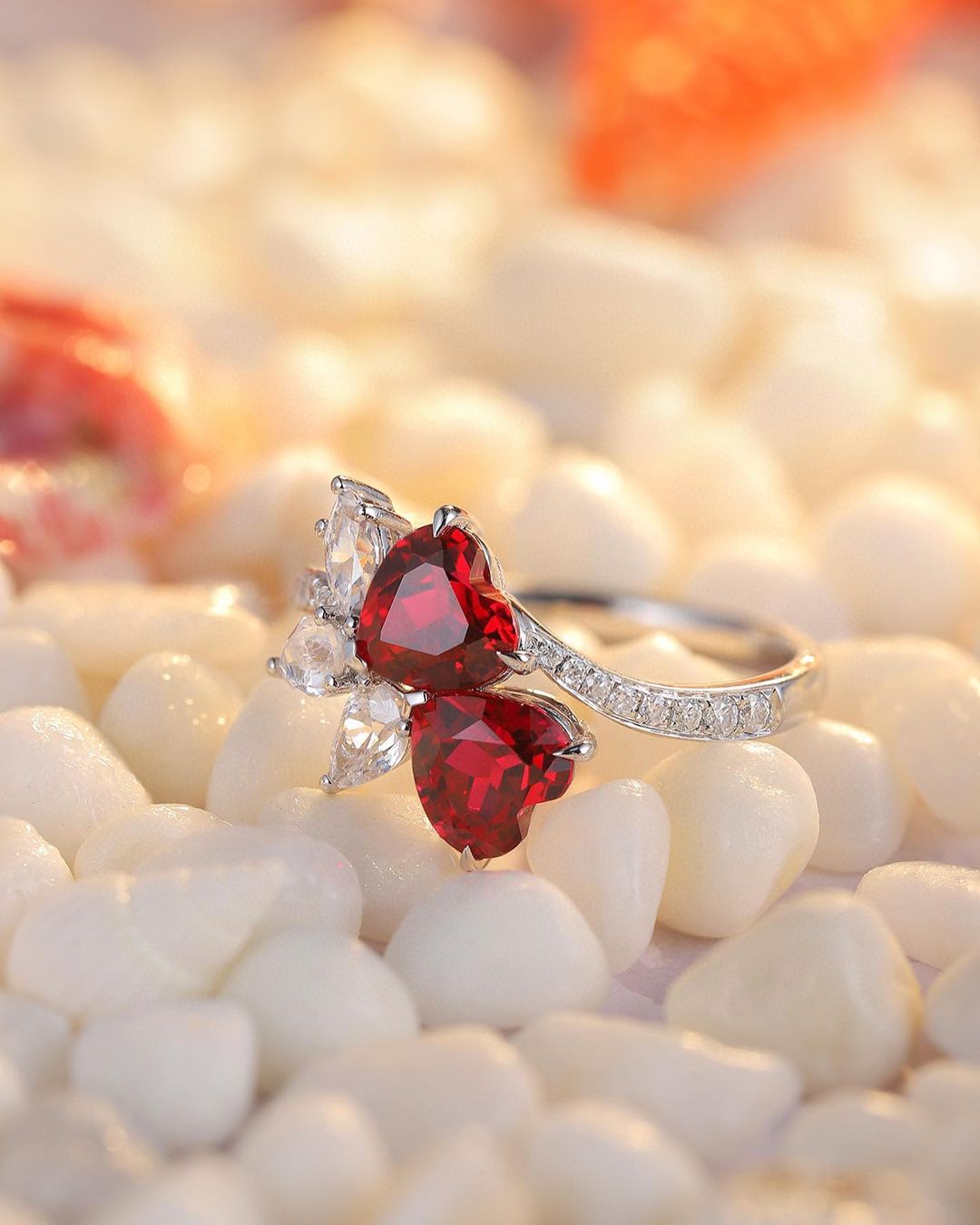 2.6Ct Red Heart Cut Two Stone Ring | Wedding Ring | Forever One Ring | Proposal Ring