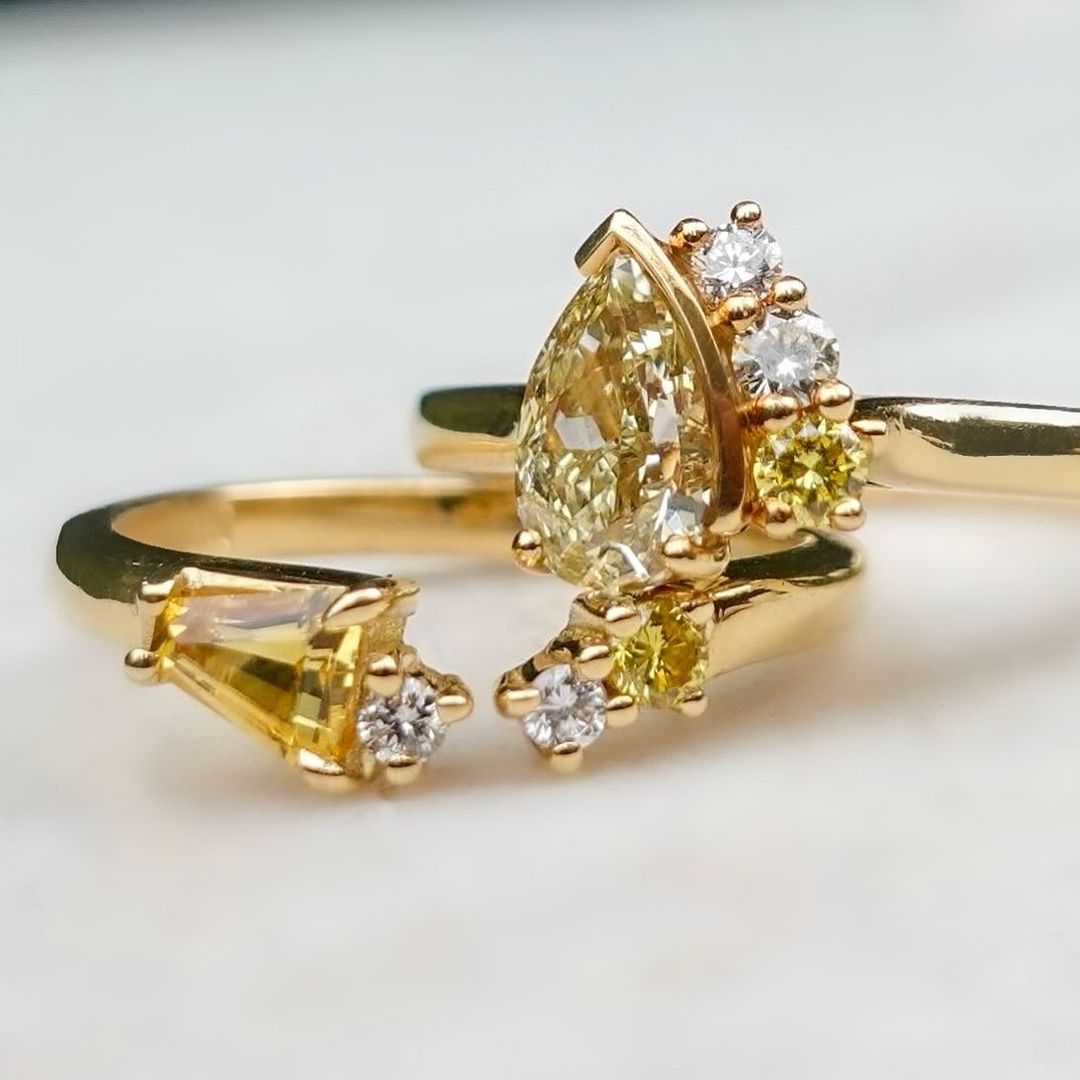 2.6CT Canary Yellow Pear Cut Solitaire Ring Set | Bridal Ring Set | Awesome Ring Set | Gift For Her