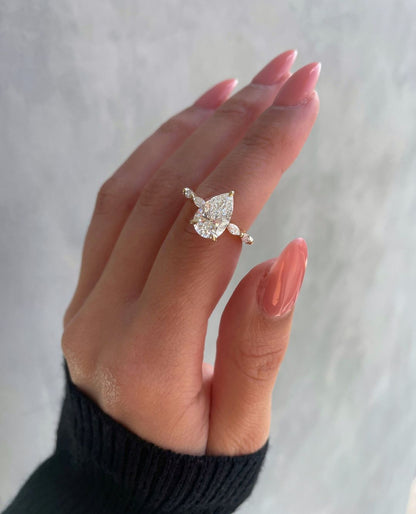 2.6Ct White Pear Cut Solitaire Ring | Wedding Ring | Bridal Ring |Women Jewelry