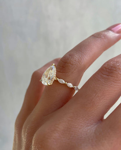 2.6Ct White Pear Cut Solitaire Ring | Wedding Ring | Bridal Ring |Women Jewelry