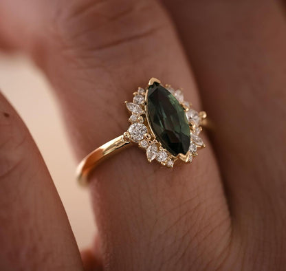 2.5CT Green Marquise Cut Solitaire Ring | Wedding Ring For Bridal | Delicate Ring | Glamorous Ring