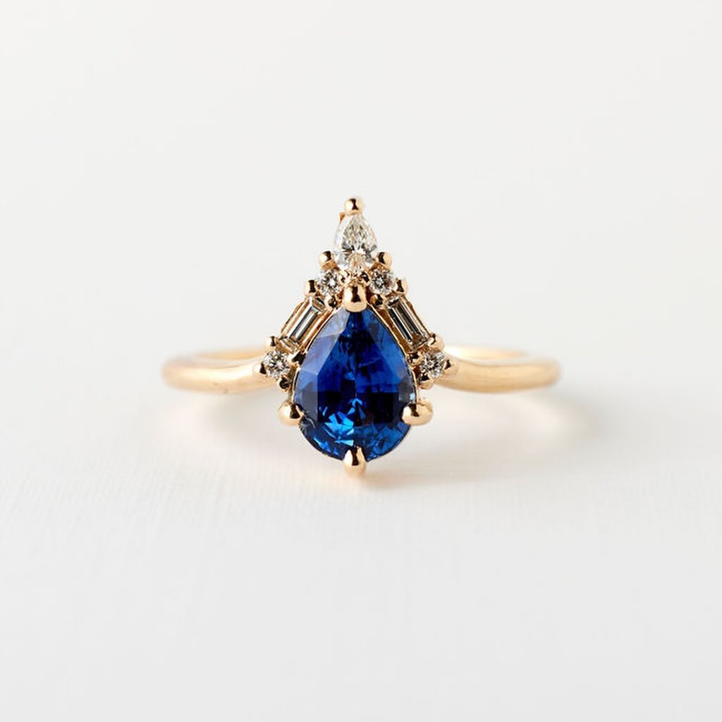 2.6Ct Blue Pear Cut Solitaire Ring | Birthstone Ring For Her | Timeless Design | Party Wear Ring