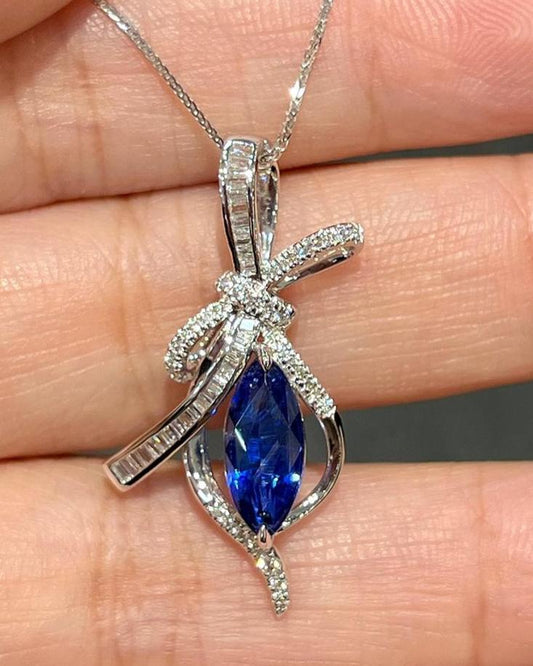 3.20Ct Blue Marquise Cut Solitaire Pendant | Party Wear Pendant | Special Occasion Pendant For Her | Stunning Pendant For Women