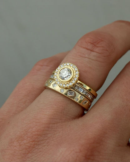 2.2Ct White Round Cut Bezel Ring Set | Wedding Ring Set For Bridal | Forever One Ring Set  | Fashion Jewelry