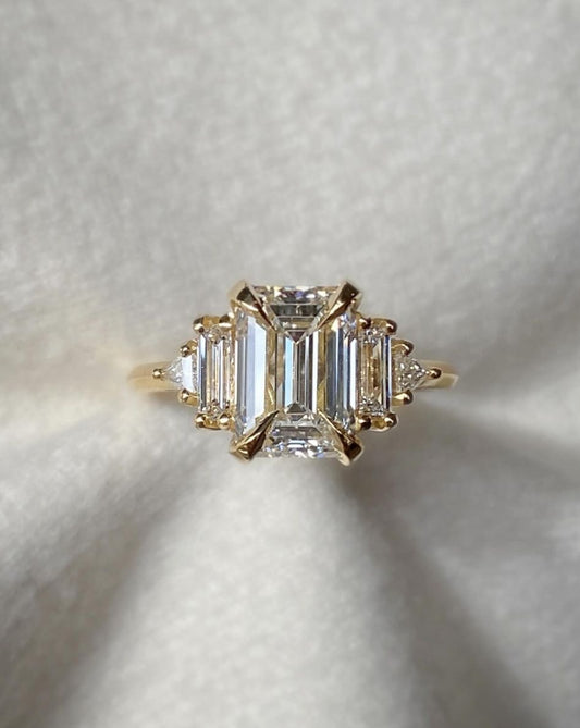 3.1Ct White Emerald Cut Solitaire Ring | Anniversary Gift Ring For Wife | Statement Ring | Gift For Women