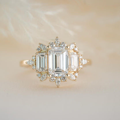 2.5Ct White Emerald Cut Three Stone Ring | Engagement Ring For Her | Personalized Ring | Forever One Ring