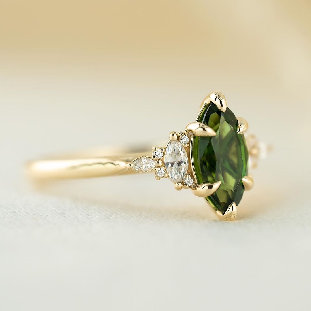 2.5Ct Green Marquise Cut Solitaire Ring | Birthday Gift Ring For Women | Customize Ring | Elegant Ring