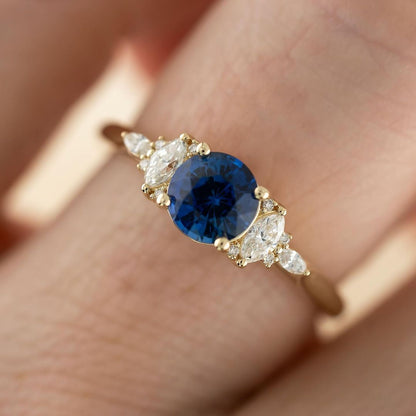 2.6CT Blue Round Cut Solitaire Ring | Anniversary Gift Ring For Wife | Statement Ring | Delicate Ring
