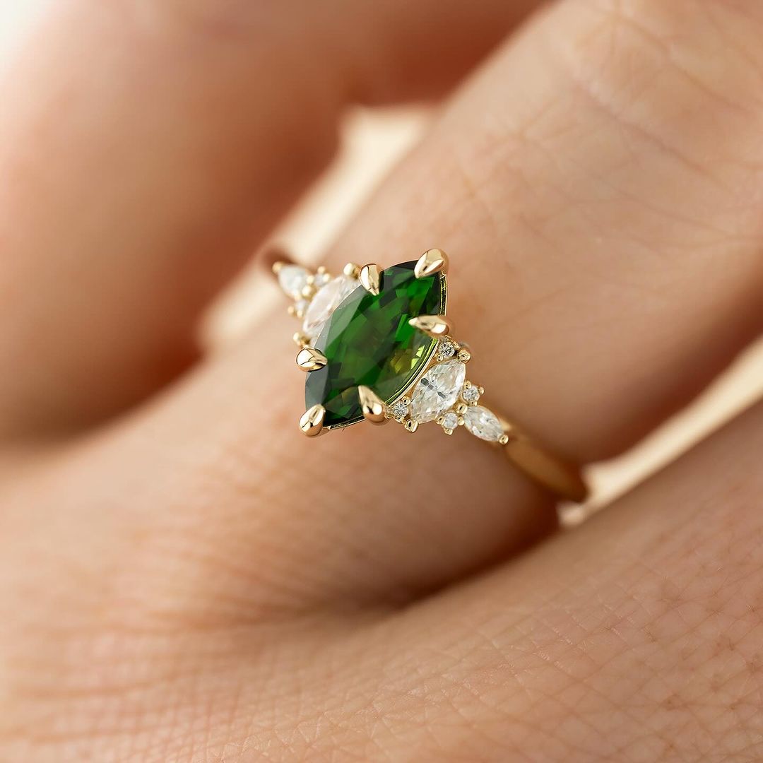 2.5Ct Green Marquise Cut Solitaire Ring | Birthday Gift Ring For Women | Customize Ring | Elegant Ring