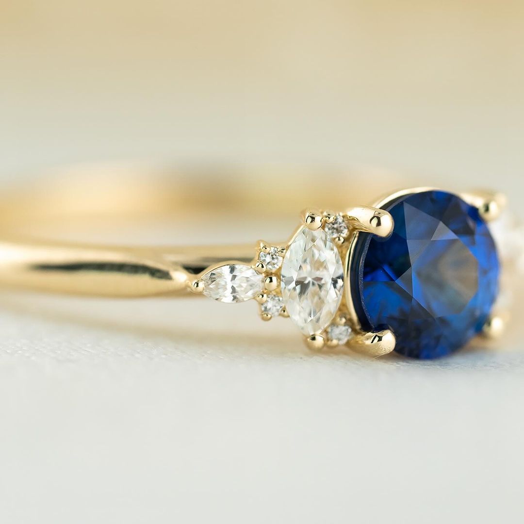 2.6CT Blue Round Cut Solitaire Ring | Anniversary Gift Ring For Wife | Statement Ring | Delicate Ring