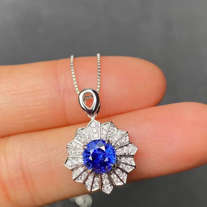 2.88Ct Blue Round Cut Solitaire Pendant | Engagement Gift Pendant For Fiancée | Gorgeous Pendant For Her | Jewelry Collection