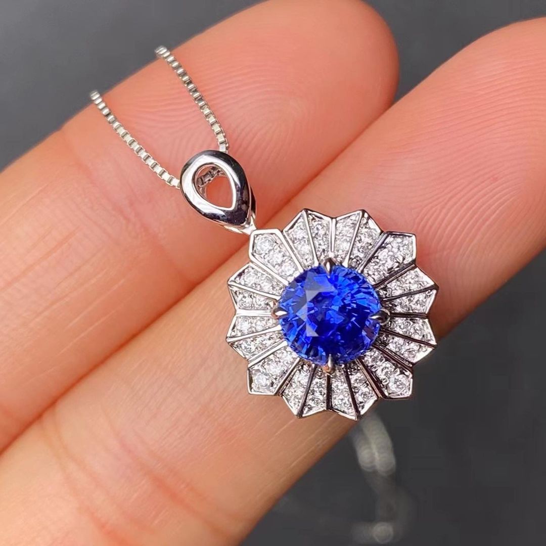 2.88Ct Blue Round Cut Solitaire Pendant | Engagement Gift Pendant For Fiancée | Gorgeous Pendant For Her | Jewelry Collection