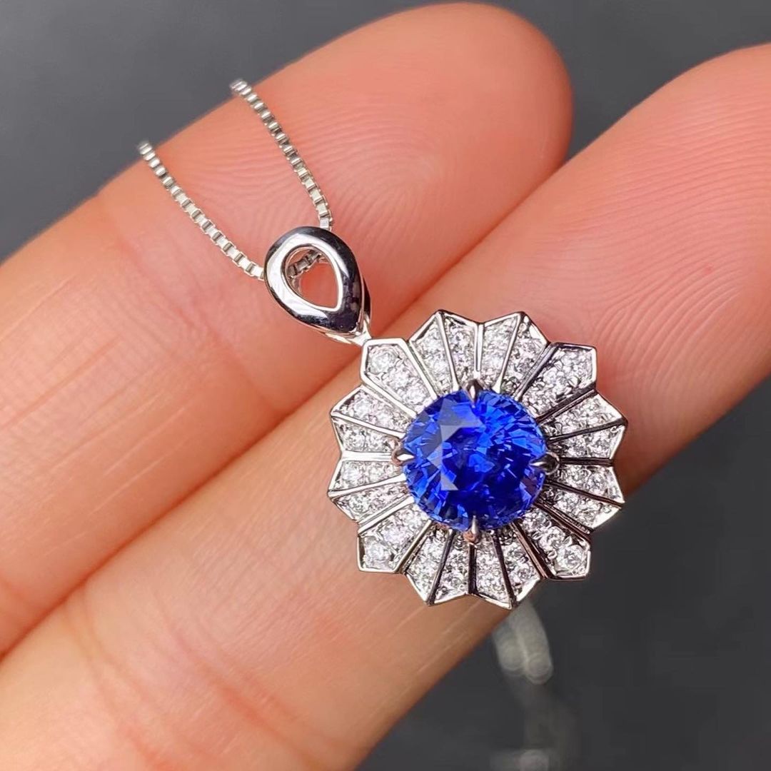 2.88Ct Blue Round Cut Solitaire Pendant | Engagement Gift Pendant For Fiancée | Gorgeous Pendant For Her | Jewelry Collection