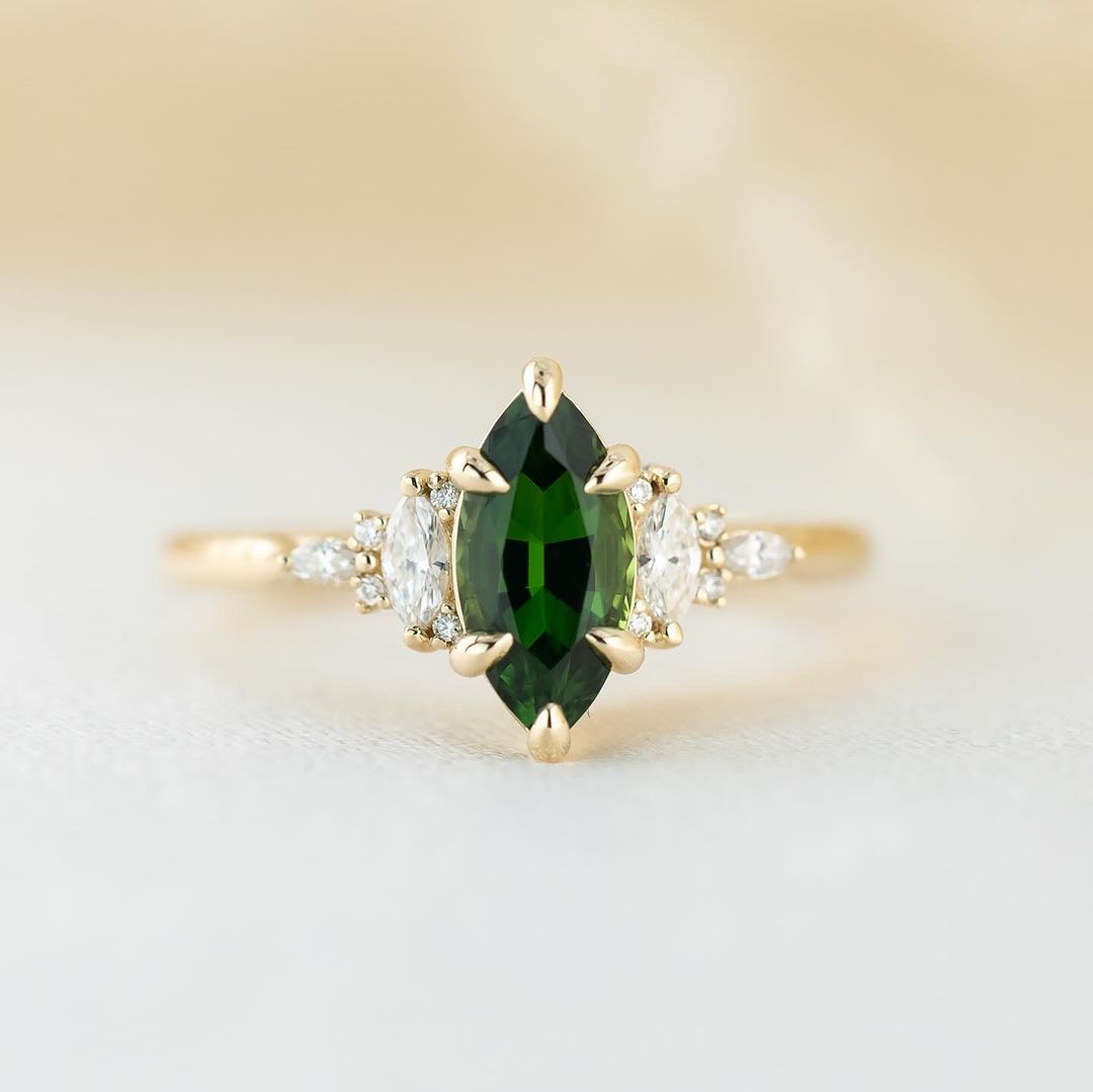 2.5Ct Green Marquise Cut Solitaire Ring | Birthday Gift Ring For Women | Customize Ring | Elegant Ring