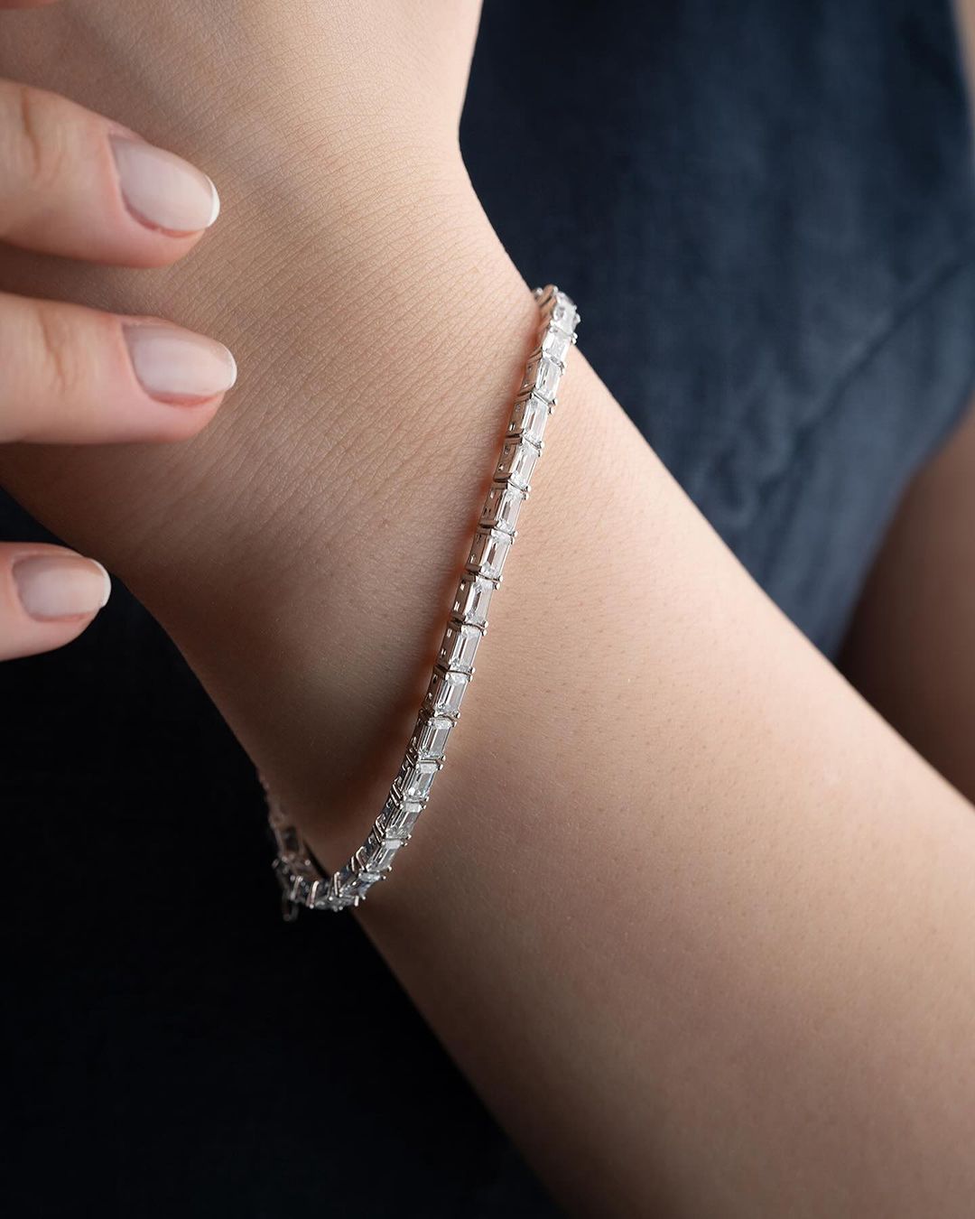 White Baguette Brilliant Cut Signity Diamond Prong Set Tennis Bracelet | Promise Gift Bracelet For Her | Jewelry Collection For Women