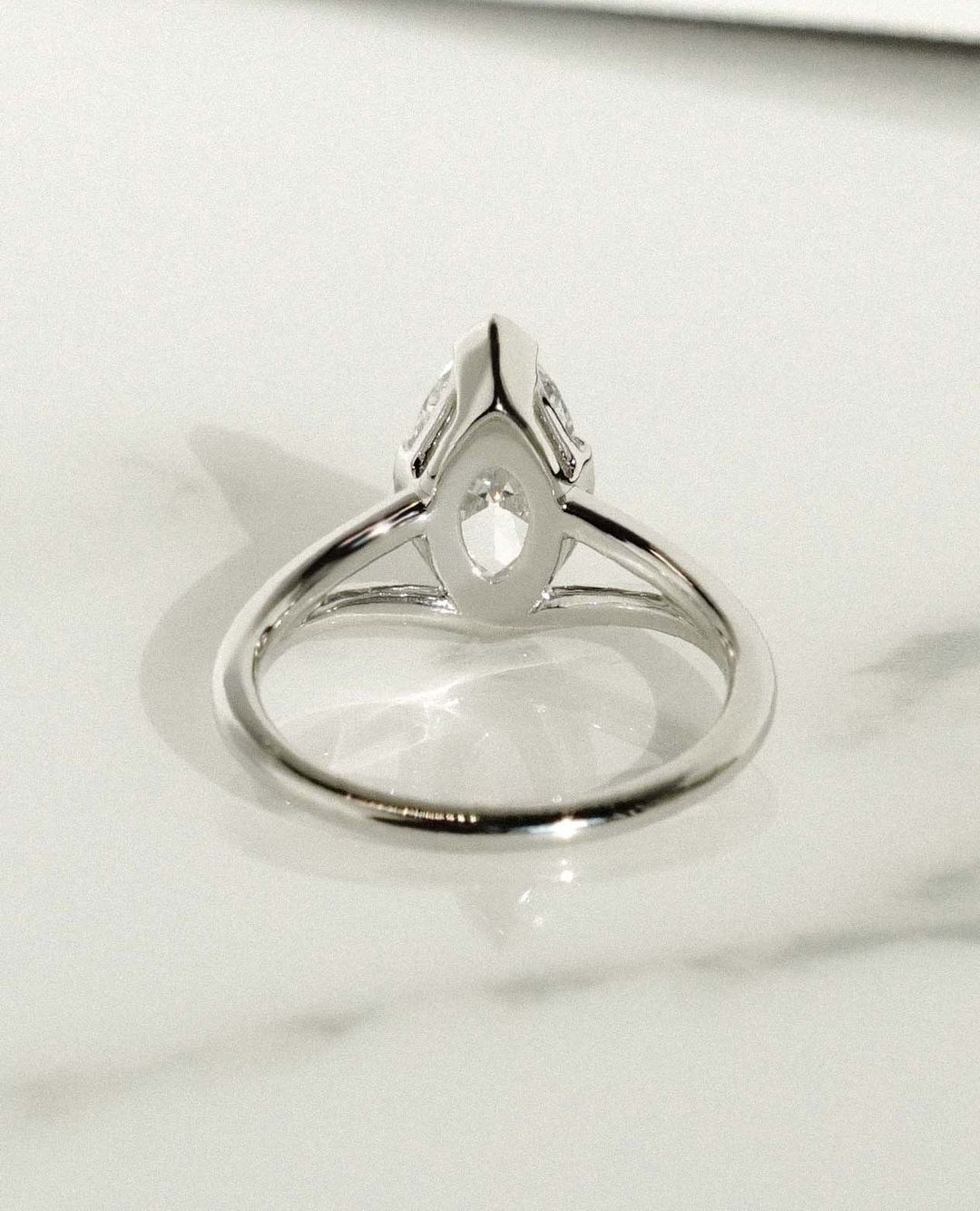 2.4Ct White Marquise Cut Half Bezel Ring | Birthday Gift Ring For Her | Unique Ring | Timeless Design