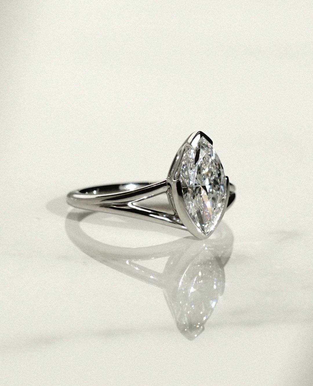 2.4Ct White Marquise Cut Half Bezel Ring | Birthday Gift Ring For Her | Unique Ring | Timeless Design