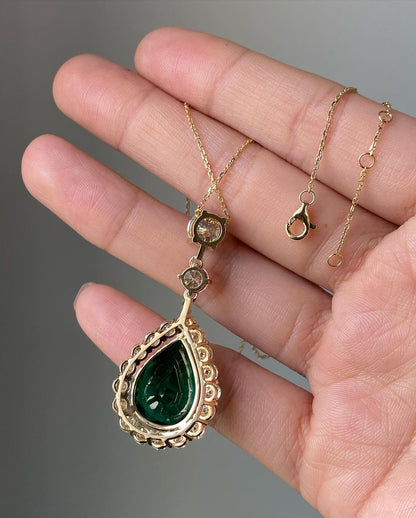 3.30Ct Green Pear Cut Halo Pendant | Wedding Gift Pendant For Bridal | Stylish Pendant For Her | Fashion Jewelry