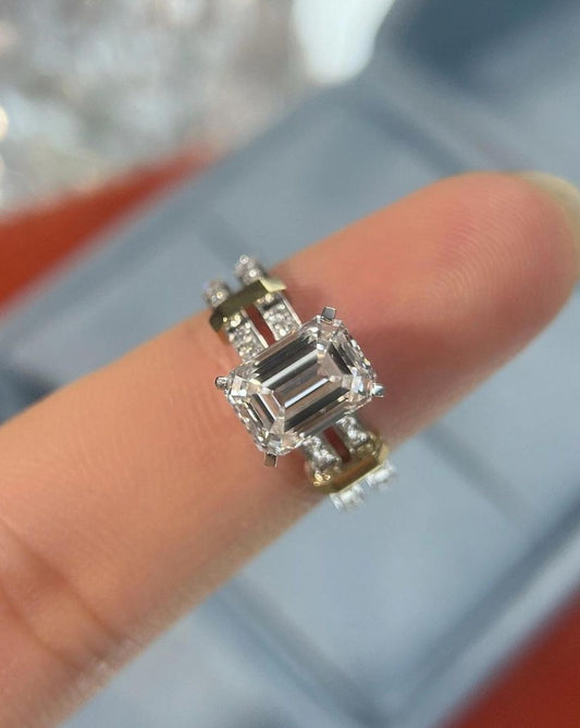 2.6Ct White Emerald Cut Solitaire Ring | Engagement Ring For Fiancee | Unique Ring | Daily Wear Ring