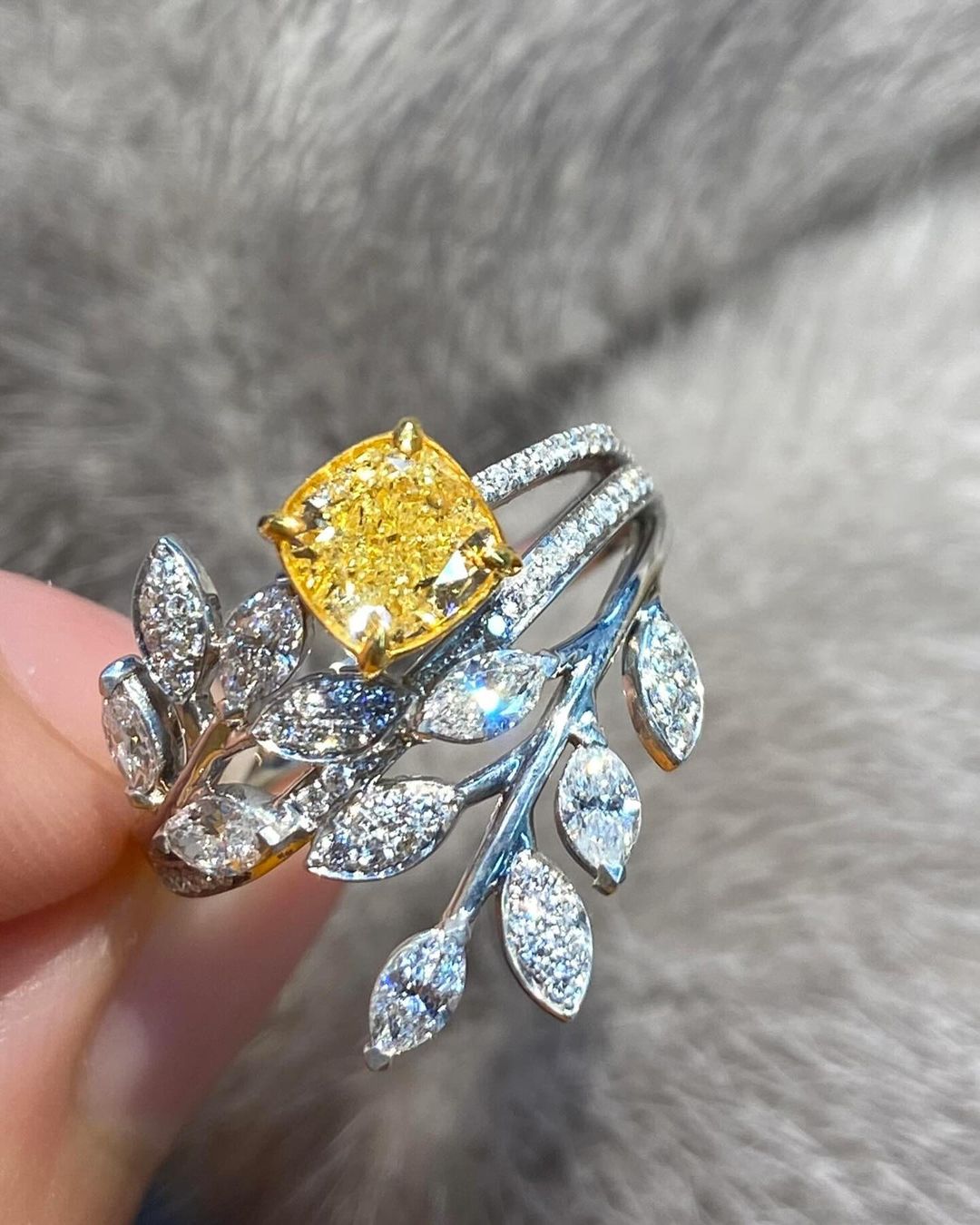 2.5Ct Canary Yellow Cushion Cut Solitaire Ring For Her | Anniversary Gift Ring For Wife | Stylish Ring For Women | Fashion Jewelry Piece