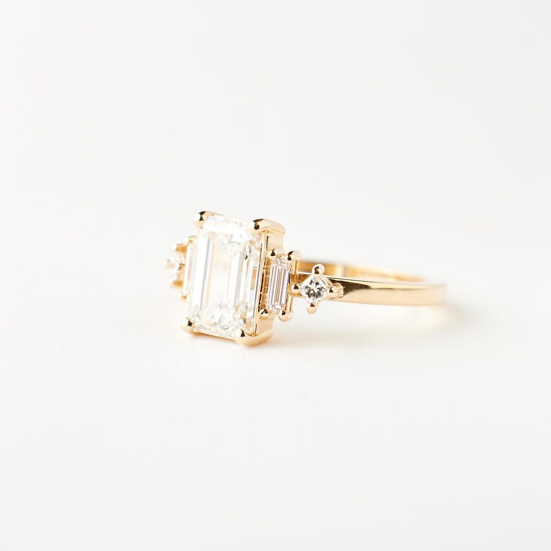 2.6Ct White Emerald Cut Solitaire Ring | Wedding Bridal Ring | Fancy Ring | Daily Wear Ring