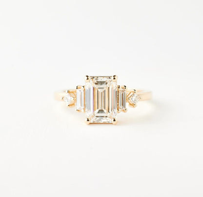 2.6Ct White Emerald Cut Solitaire Ring | Wedding Bridal Ring | Fancy Ring | Daily Wear Ring