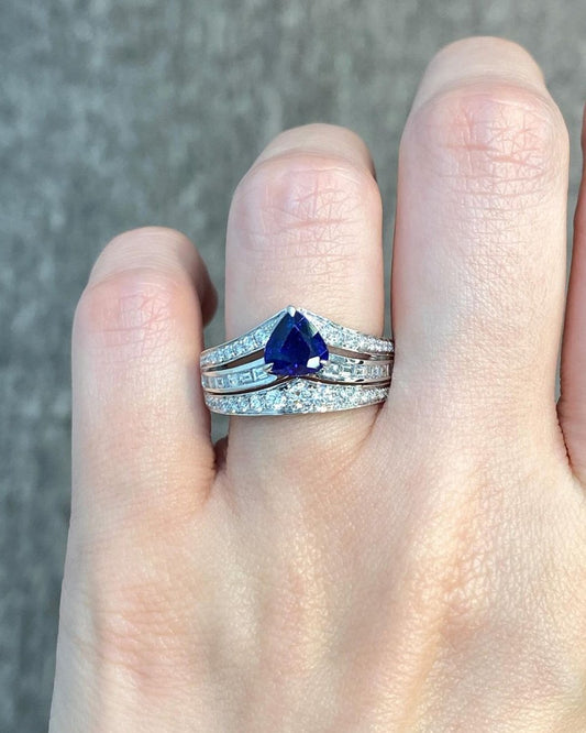 2.2Ct Blue Trillion Cut Solitaire Ring For Her | Anniversary Gift Ring For Wife | Statement Ring For Women | Classic Design Ring