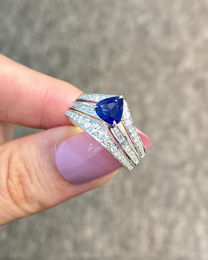 2.2Ct Blue Trillion Cut Solitaire Ring For Her | Anniversary Gift Ring For Wife | Statement Ring For Women | Classic Design Ring