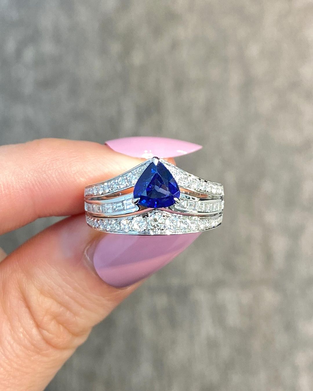 2.2Ct Blue Trillion Cut Solitaire Ring For Her | Anniversary Gift Ring For Wife | Statement Ring For Women | Classic Design Ring