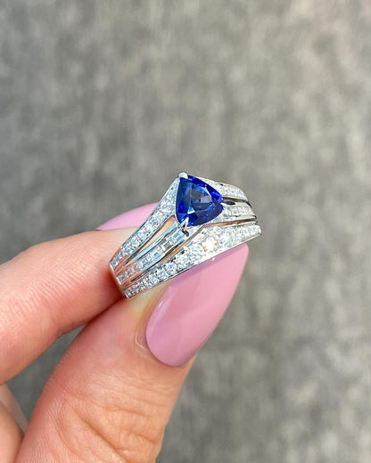 2.2Ct Blue Trillion Cut Solitaire Ring For Her | Anniversary Gift Ring For Wife | Statement Ring For Women | Classic Design Ring