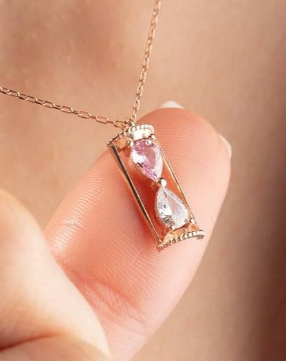 Hourglass Shape 2.77Ct White And Light Pink Pear Cut Two Stone Pendant | Surprise Gift Pendant | Study Collection Gift | Jewelry Collection