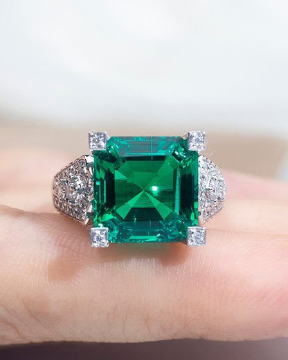 3.2Ct Green Asscher Cut Solitaire Ring For Her | Wedding Ring For Bridal | Special Occasion Ring | Designer Jewelry For Women