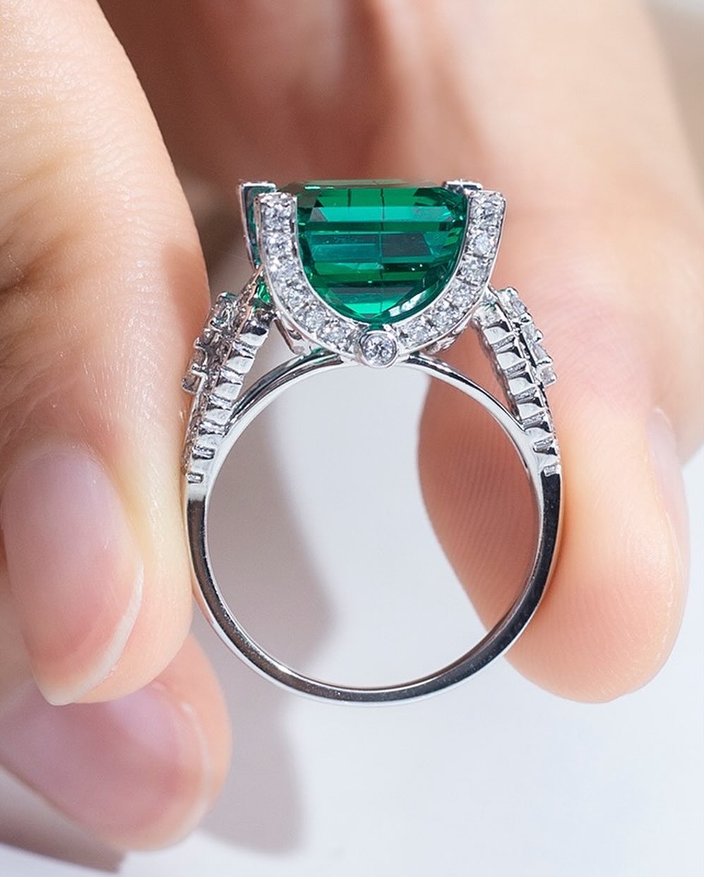 3.2Ct Green Asscher Cut Solitaire Ring For Her | Wedding Ring For Bridal | Special Occasion Ring | Designer Jewelry For Women