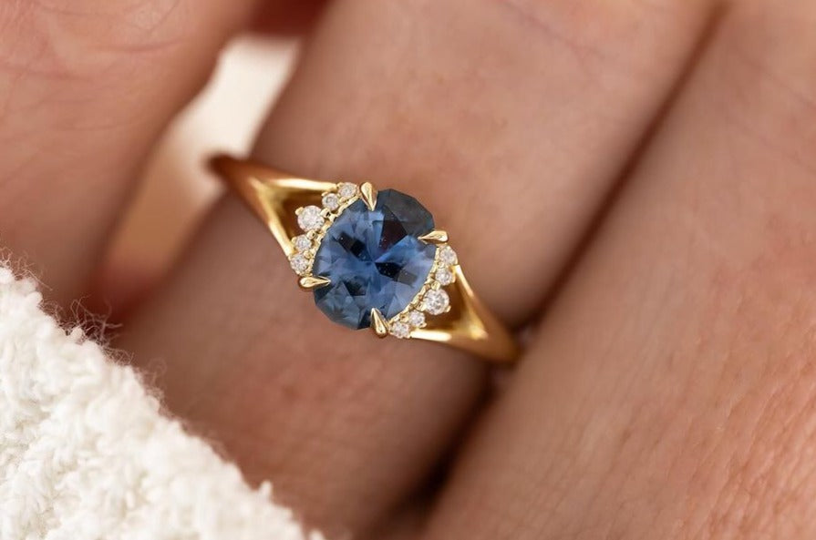 2.8CT Blue Oval Cut Solitaire Ring | Anniversary Gift Ring For Wife | Split Shank Ring | Bride To Be