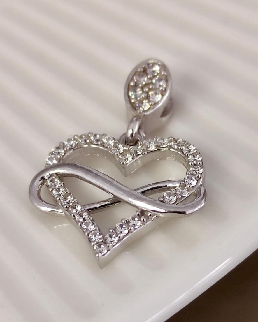 Heart Shape With Infinity 2.55Ct White Round Cut Prong Pendant | Proposal Pendant Pendant | Glamorous Pendant | Special Event Pendant For Women