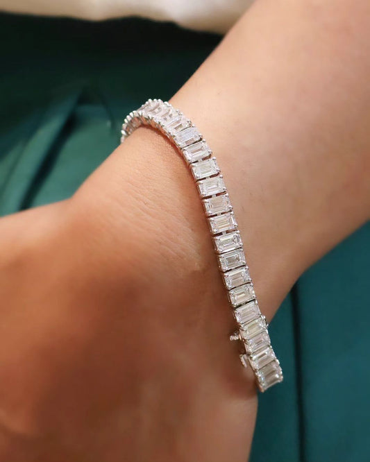 White Emerald Brilliant Cut Signity Diamond Tennis Bracelet For Women | Daily Wear Tennis Bracelet | Anniversary Gift | Dainty Bracelet