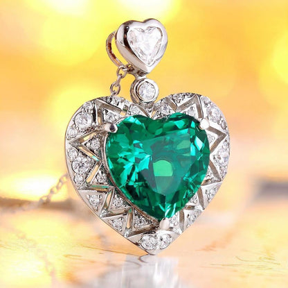 2.85Ct Green Heart Cut Solitaire Pendant | Anniversary Gift Pendant For Wife | Lovely Pendant For Girlfriend | Surprise Gift Pendant For Women