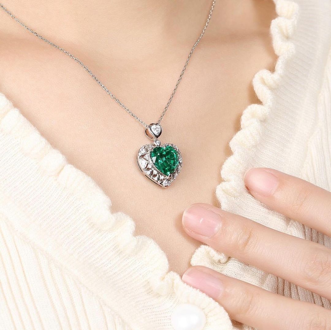 2.85Ct Green Heart Cut Solitaire Pendant | Anniversary Gift Pendant For Wife | Lovely Pendant For Girlfriend | Surprise Gift Pendant For Women