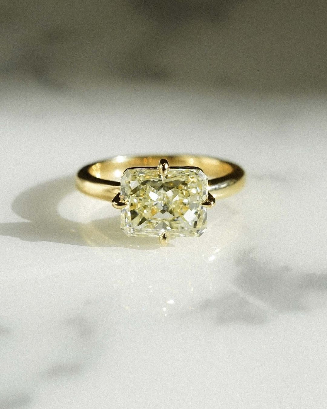 2.5Ct Canary Yellow Radiant Cut Solitaire Ring | Wedding Ring | Delicate Solo Diamond Ring | Elegant Ring